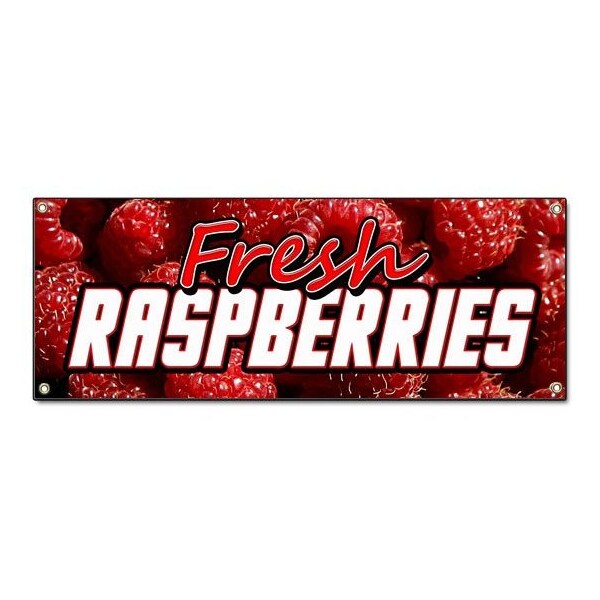 Signmission FRESH RASPBERRIES BANNER SIGN fruit signs farmers market fresh picked B-72 Fresh Raspberries - main